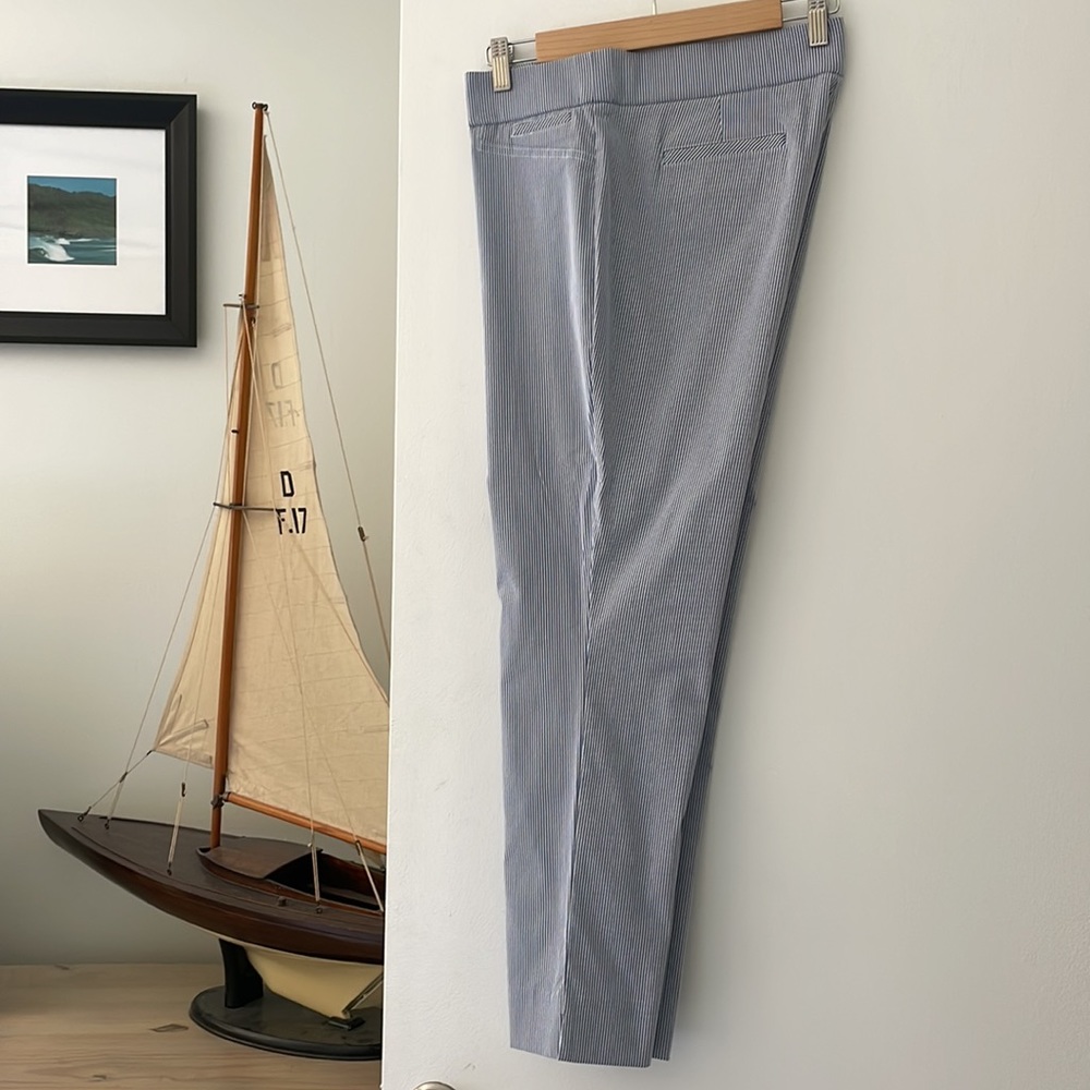 Anne Klein Light Blue Pinstripe Cropped Dress Pants